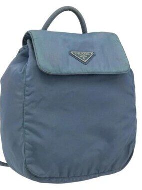 PRADA Backpack Nylon Baby Blue Silver Auth ti3674